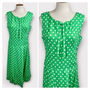 1950s Green Polka Dot Drop Waist Dress